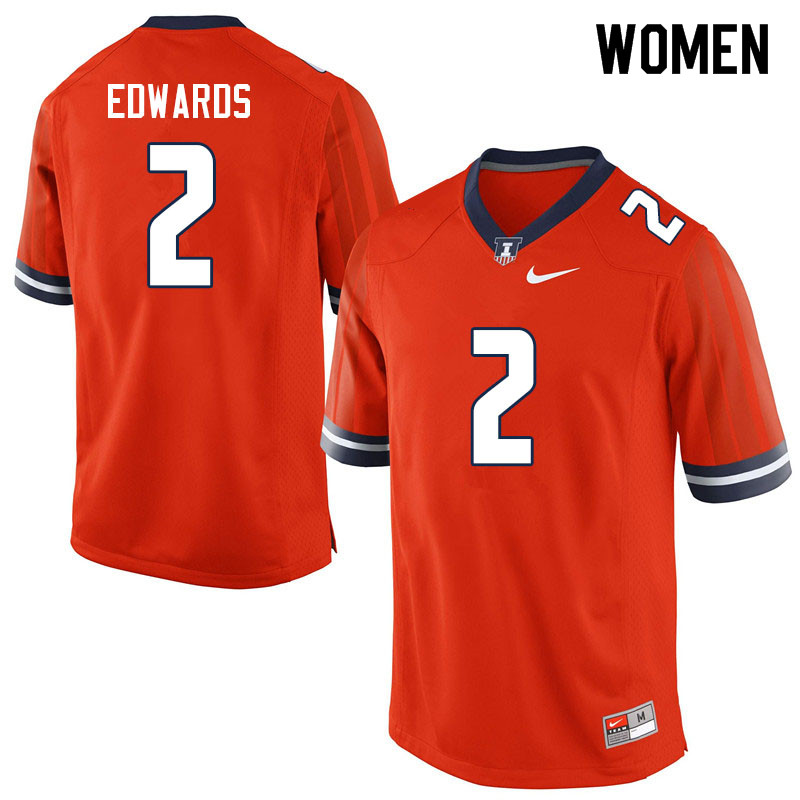 Women #2 Daniel Edwards Illinois Fighting Illini College Football Jerseys Sale-Orange